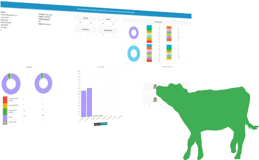 cow looking at systems reports illustration